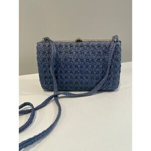 Vintage David Jones Made in Italy Crossbody Structured Purse Blue JL